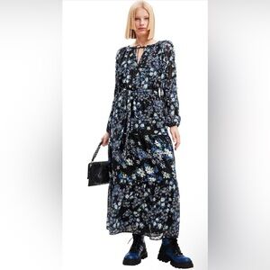 NWT Desigual Women's Vestido Midi Plumeti Flores Size XXL